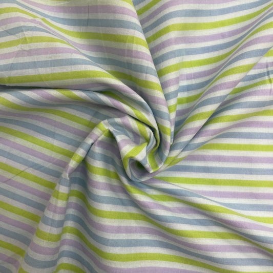 Multicolour Brushed Cotton Stripe Deadstock Fabric