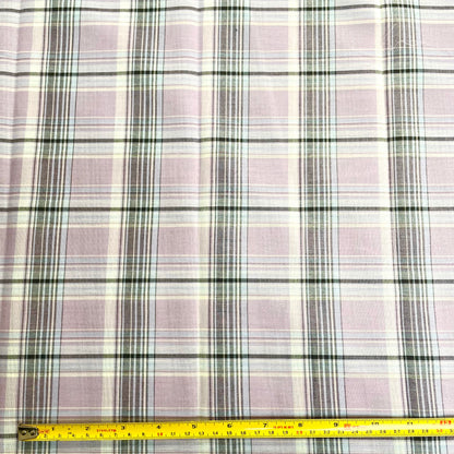 Lilac, Grey & White Check Lightweight Shirting Deadstock Fabric
