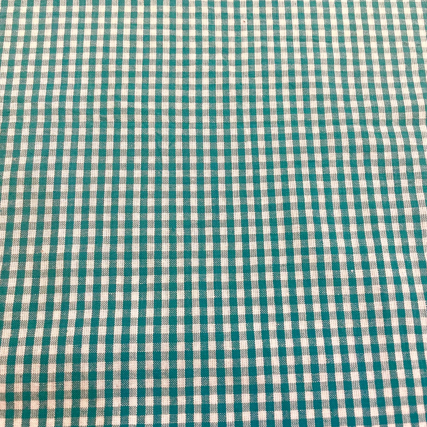 Green Teal Gingham Deadstock Fabric