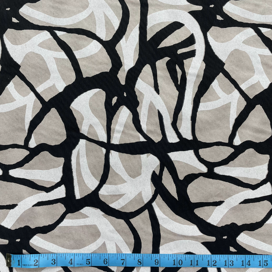 Doodle Print Linen Blend Canvas Fabric