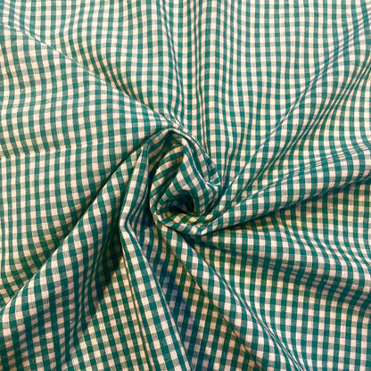 Green Teal Gingham Deadstock Fabric