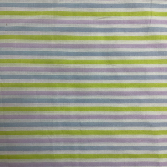 Multicolour Brushed Cotton Stripe Deadstock Fabric