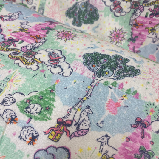 Deadstock Cath Kidston Christmas Sky Print 100% Cotton Brushed Fabric - Colourway 2