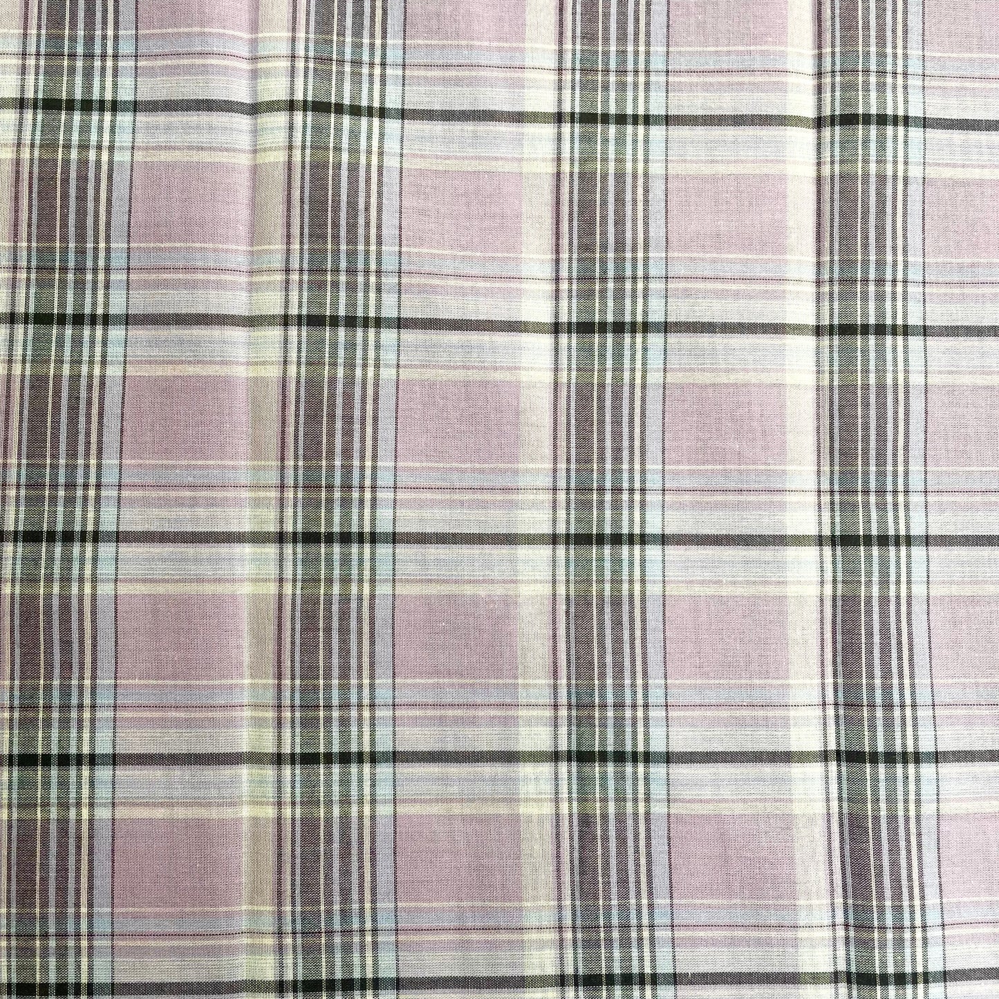 Lilac, Grey & White Check Lightweight Shirting Deadstock Fabric