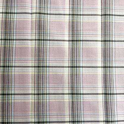 Lilac, Grey & White Check Lightweight Shirting Deadstock Fabric