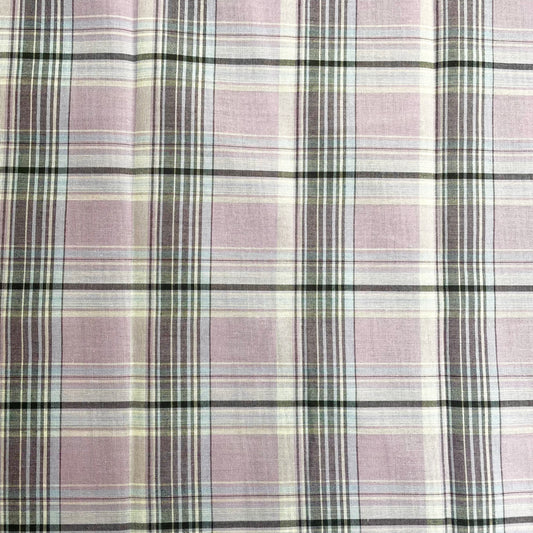 Lilac, Grey & White Check Lightweight Shirting Deadstock Fabric