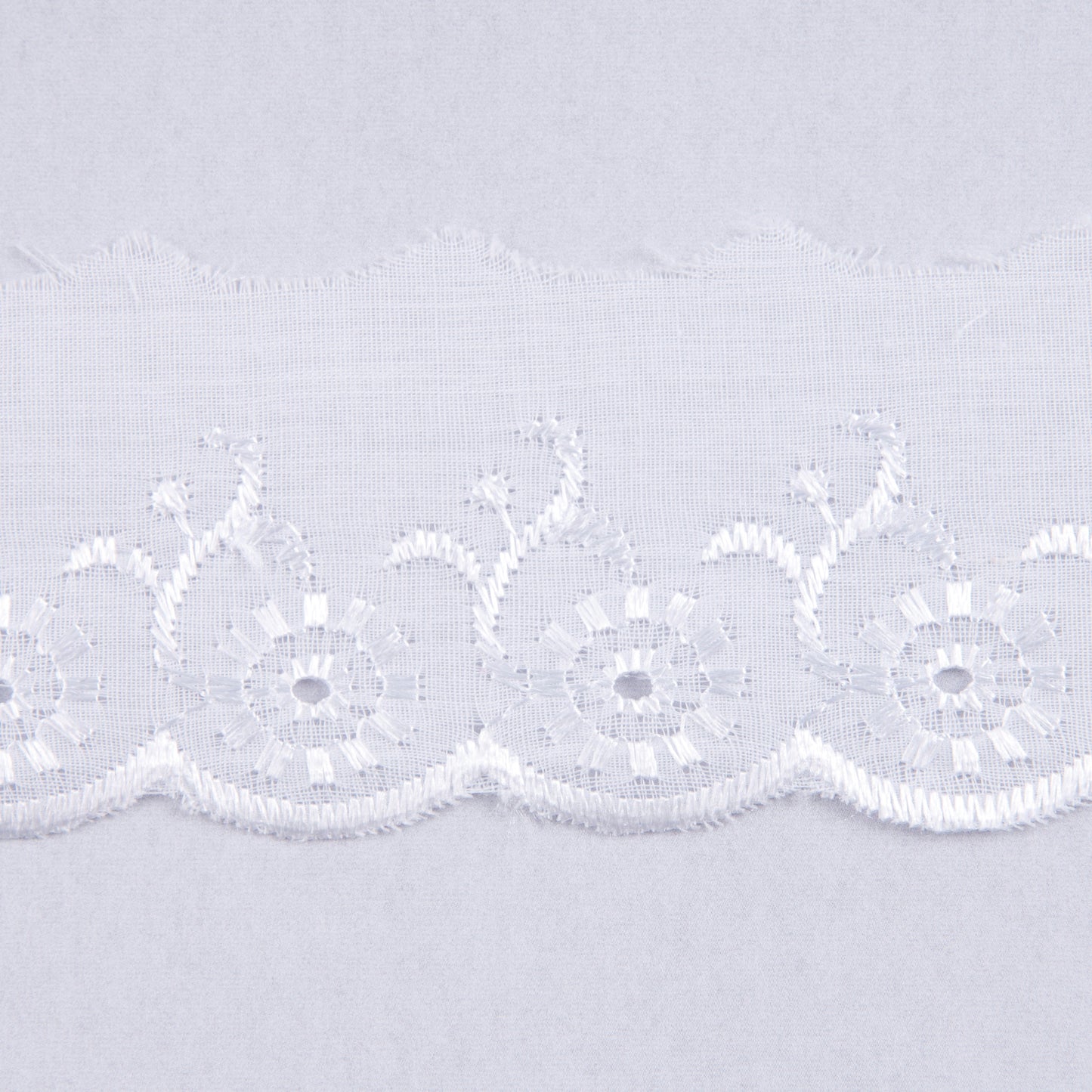 Trim: Lace: Broderie Anglaise: 50mm: White