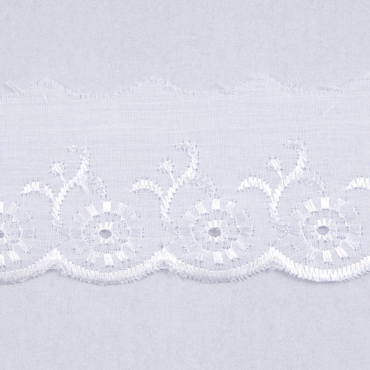 Trim: Lace: Broderie Anglaise: 50mm: White