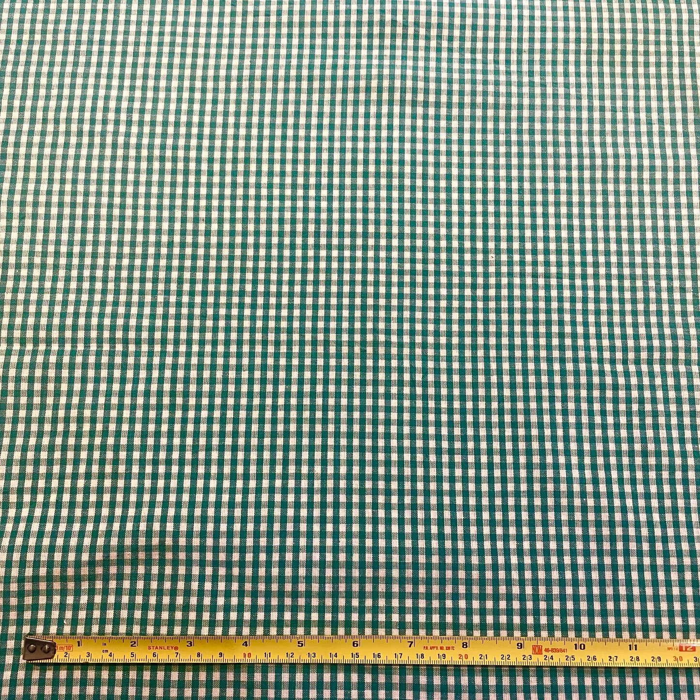 Green Teal Gingham Deadstock Fabric