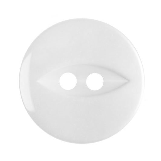 Buttons: Fish Eye: Polyester: 16mm: Pearl White