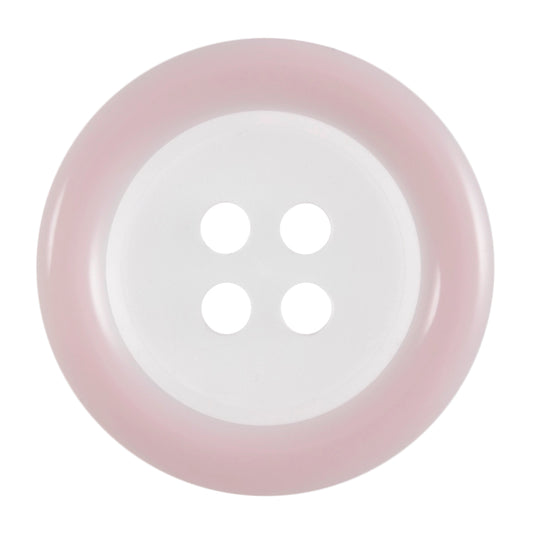 Buttons: Clear: Coloured Rim: 4 Hole: 18mm: Light Pink