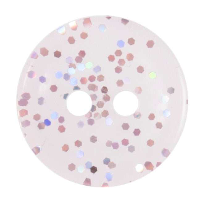 Buttons: Transparent: Glitter: 2 Hole: 11mm: Light Pink