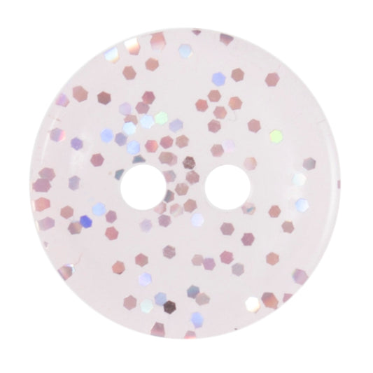 Buttons: Transparent: Glitter: 2 Hole: 11mm: Light Pink