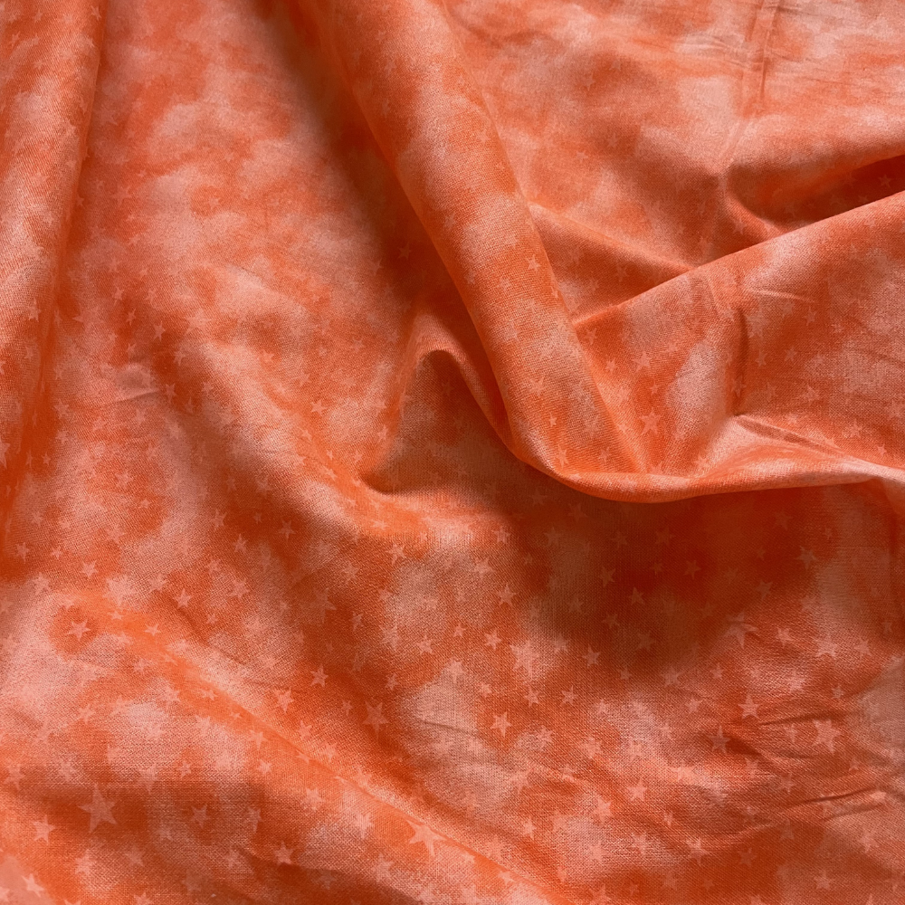 Orange & Cream Star Print Cotton Deadstock Fabric