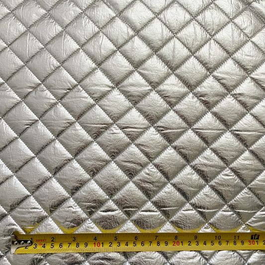 Silver & Grey Double-Sided Quilted Fur Coating Fabric