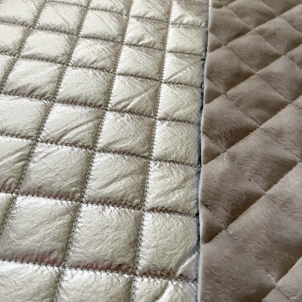Silver & Grey Double-Sided Quilted Fur Coating Fabric