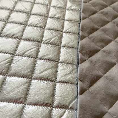 Silver & Grey Double-Sided Quilted Fur Coating Fabric