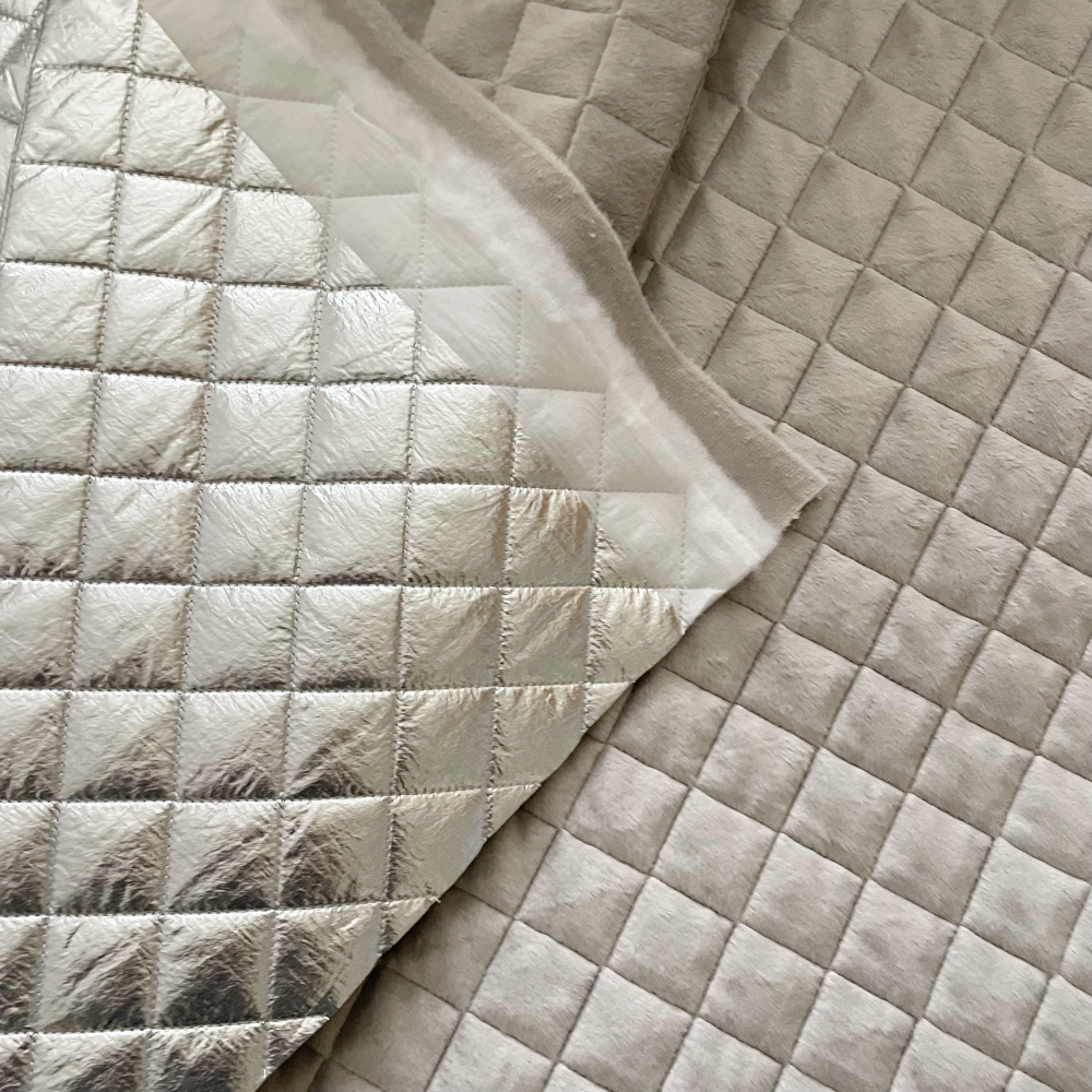 Silver & Grey Double-Sided Quilted Fur Coating Fabric