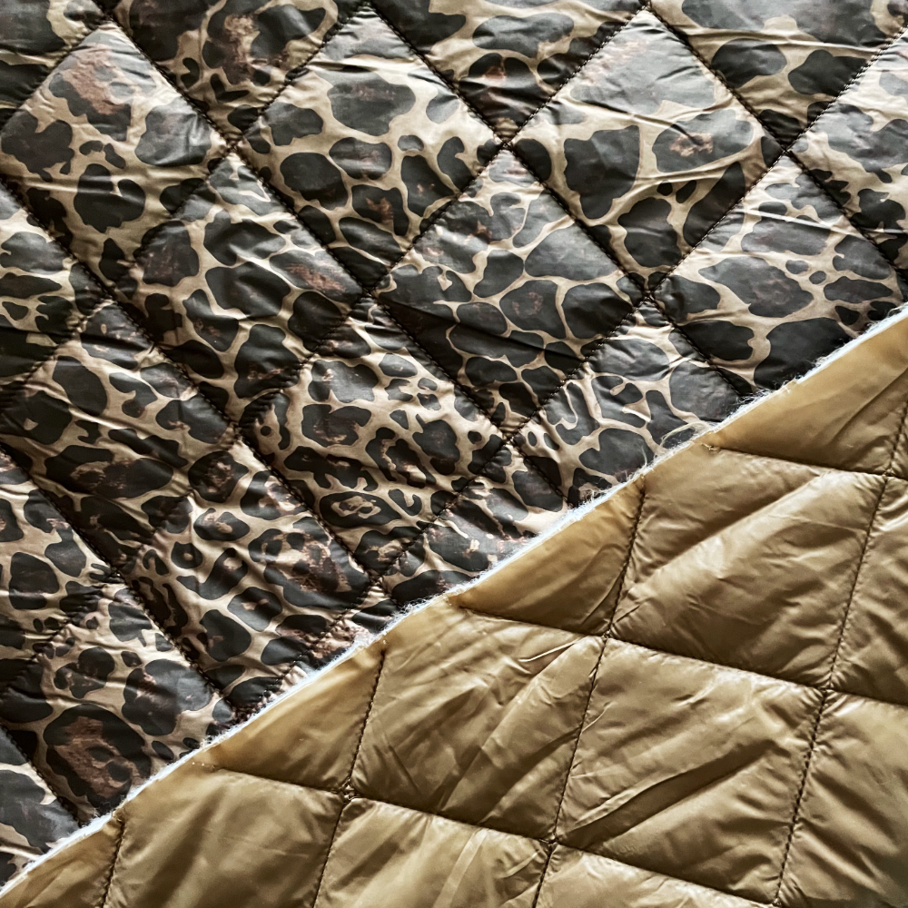 Brown Leopard Reversible Quilted Coating Fabric