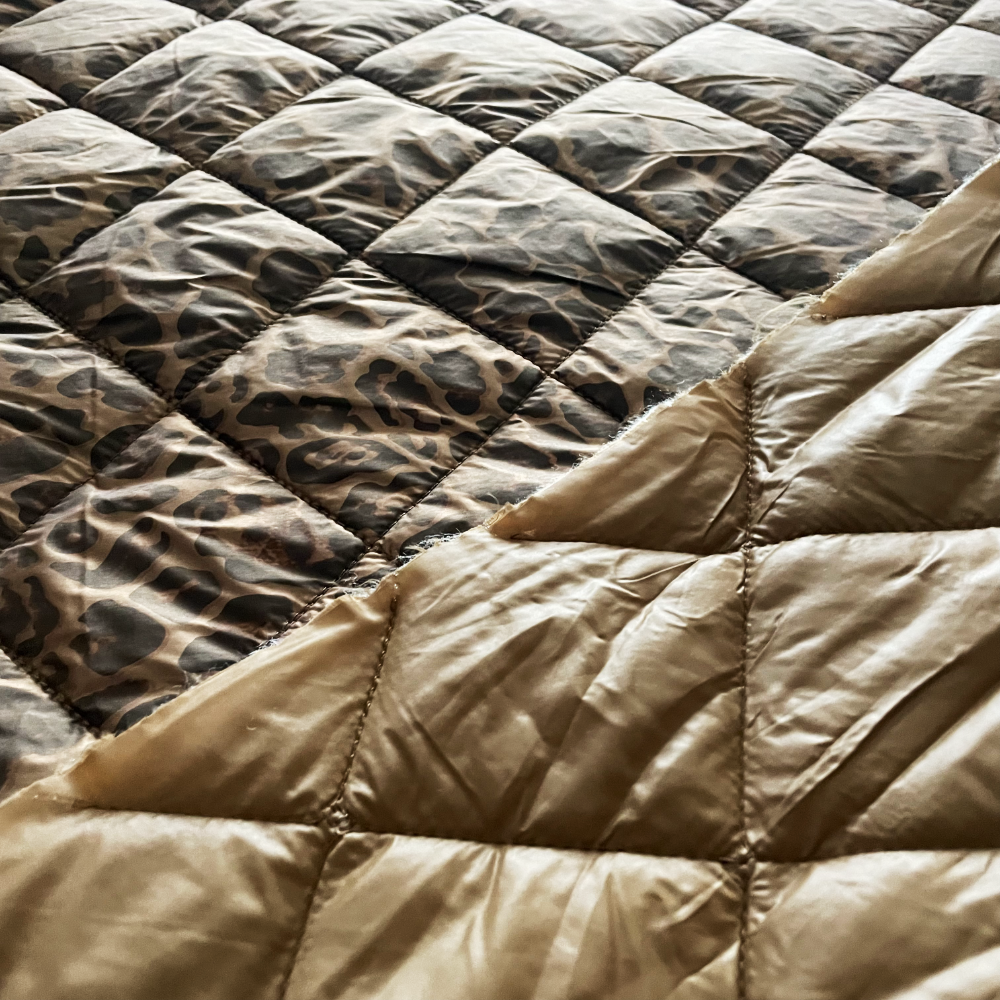 Brown Leopard Reversible Quilted Coating Fabric