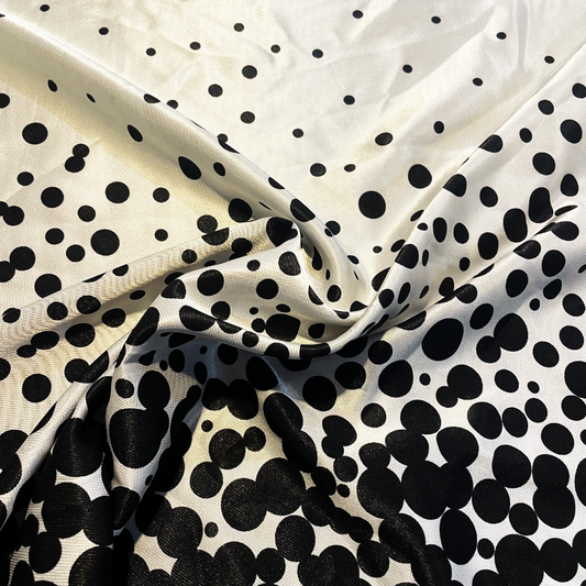 Black & White Polka Dot Satin Deadstock Fabric