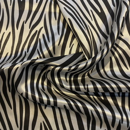 *FLAWED* Black & White Zebra Satin Deadstock Fabric
