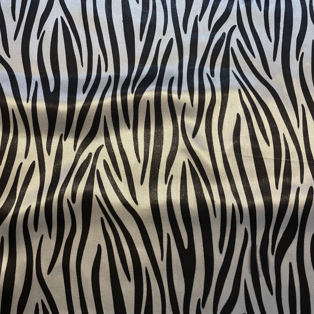*FLAWED* Black & White Zebra Satin Deadstock Fabric