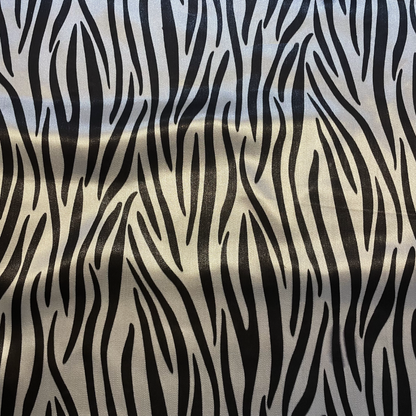 *FLAWED* Black & White Zebra Satin Deadstock Fabric