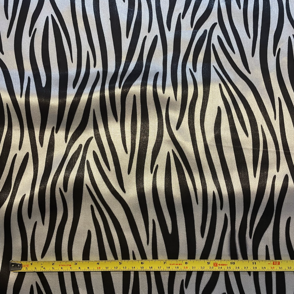 *FLAWED* Black & White Zebra Satin Deadstock Fabric