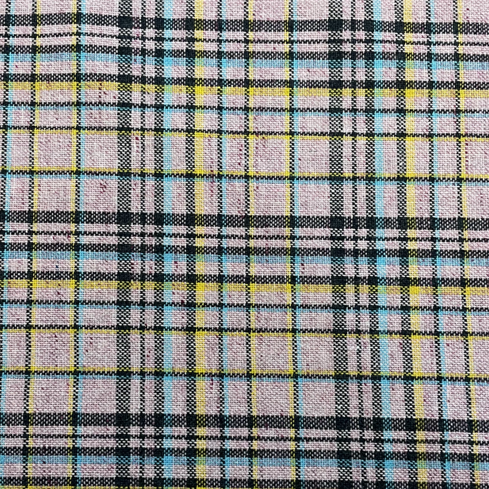 Pastel Pink Tartan Wool Mix Deadstock Fabric