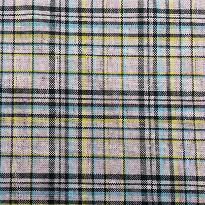Pastel Pink Tartan Wool Mix Deadstock Fabric