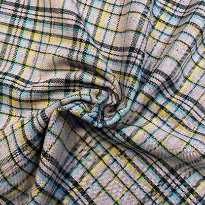 Pastel Pink Tartan Wool Mix Deadstock Fabric