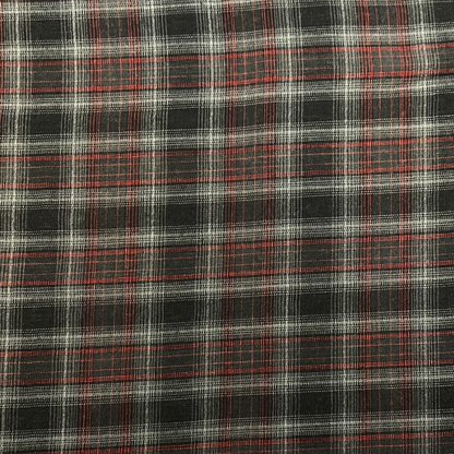 Black, Grey & Red Tartan Wool Mix Deadstock Fabric