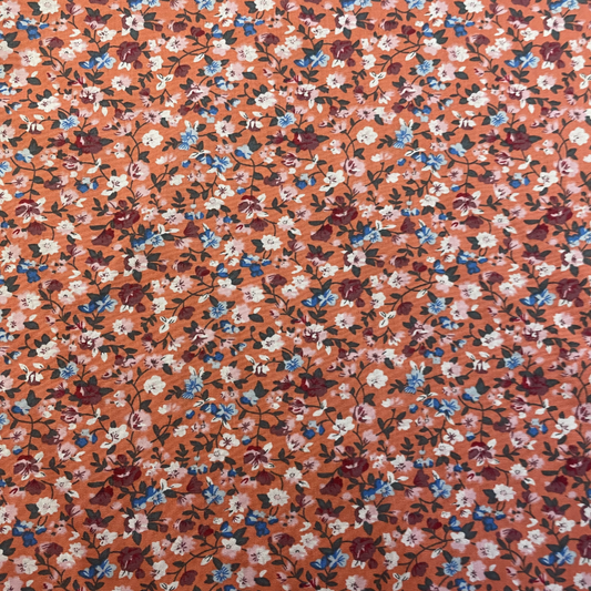 Blush Pink Floral Cotton Poplin Deadstock Fabric