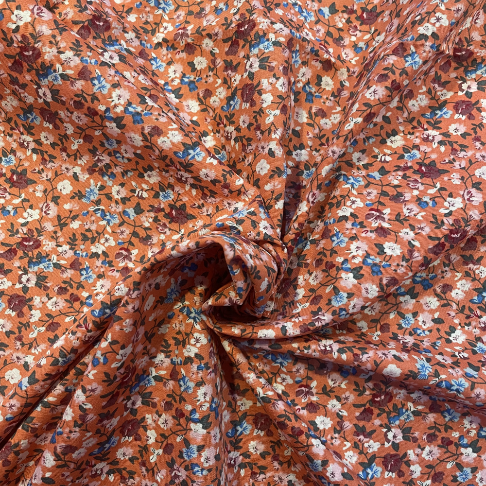 Blush Pink Floral Cotton Poplin Deadstock Fabric