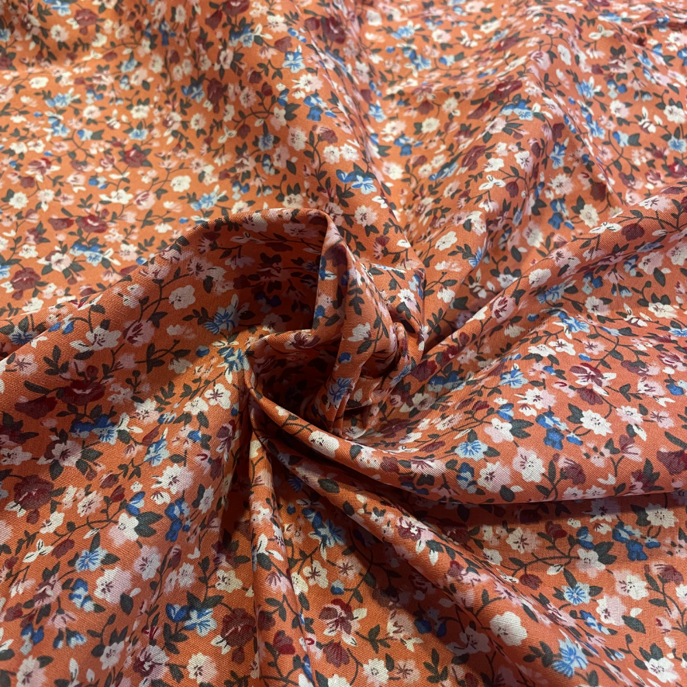 Blush Pink Floral Cotton Poplin Deadstock Fabric