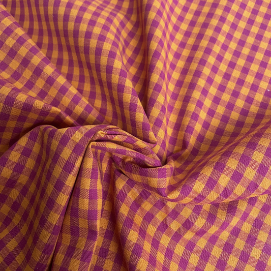 Berry & Orange Gingham Cotton Deadstock Fabric