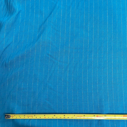 Teal Linen Mix with Silver Stripes Deadstock Fabric