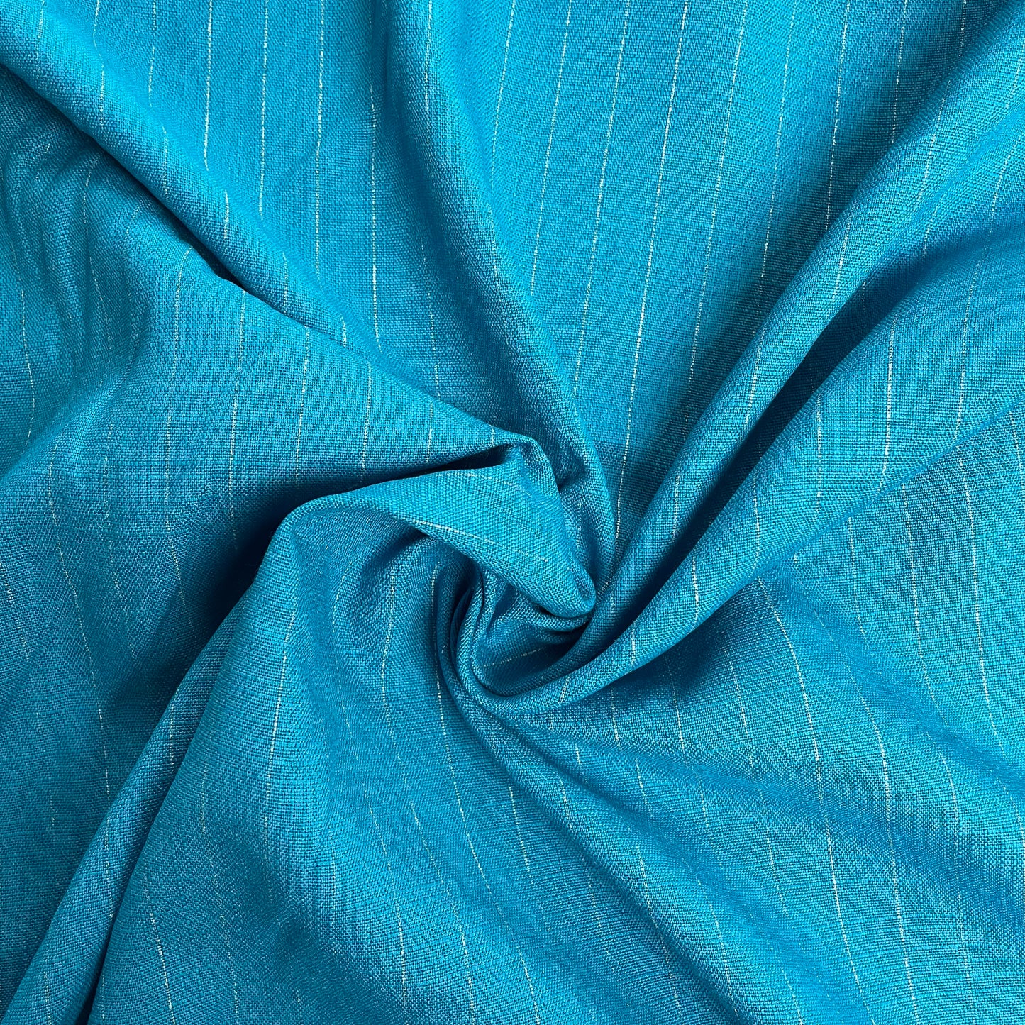 Teal Linen Mix with Silver Stripes Deadstock Fabric