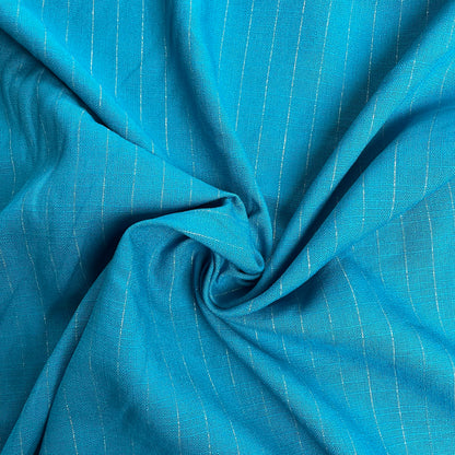 Teal Linen Mix with Silver Stripes Deadstock Fabric