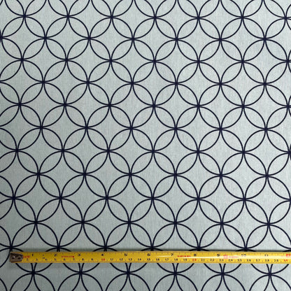 Blue Geometric Circles Canvas Deadstock Fabric