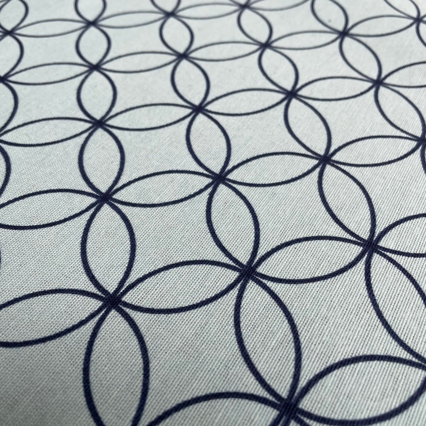 Blue Geometric Circles Canvas Deadstock Fabric