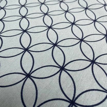 Blue Geometric Circles Canvas Deadstock Fabric