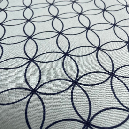 Blue Geometric Circles Canvas Deadstock Fabric