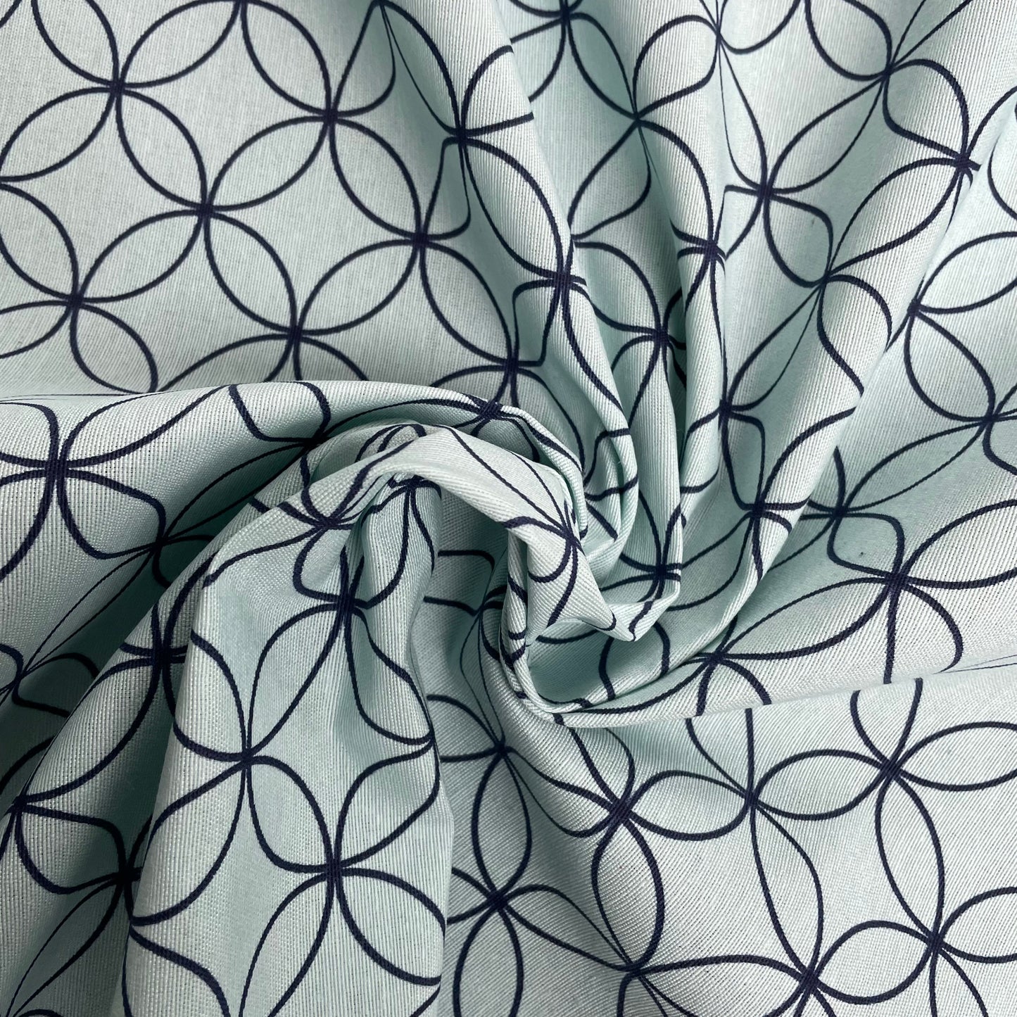 Blue Geometric Circles Canvas Deadstock Fabric