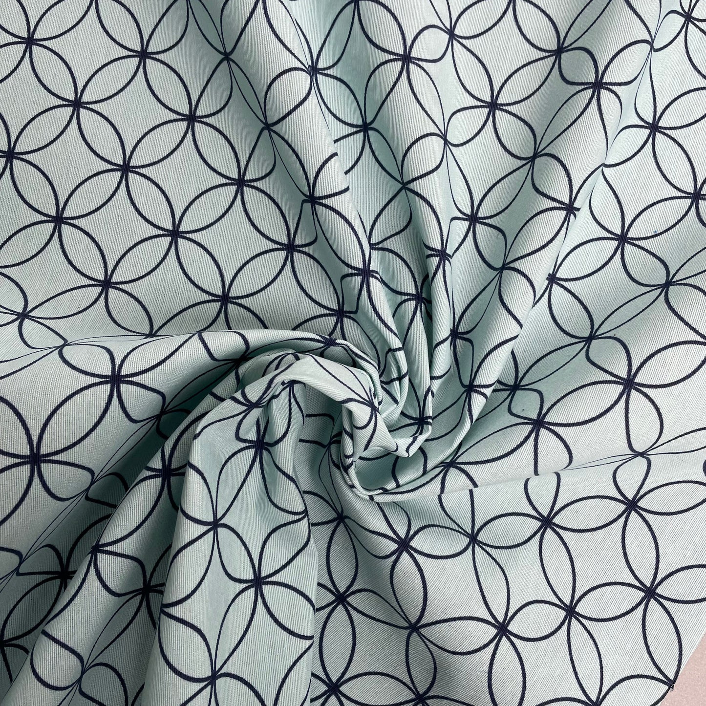 Blue Geometric Circles Canvas Deadstock Fabric