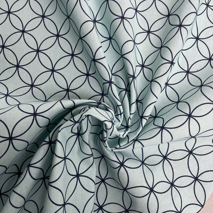 Blue Geometric Circles Canvas Deadstock Fabric