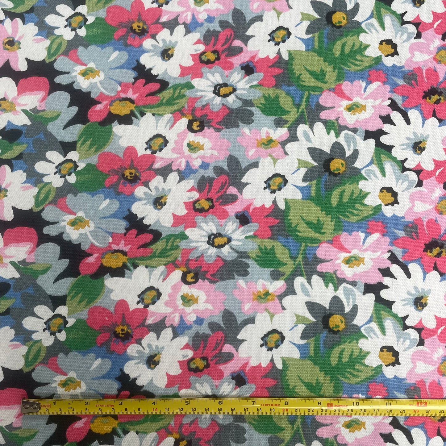 Pink Floral Cotton Canvas Deadstock Fabric