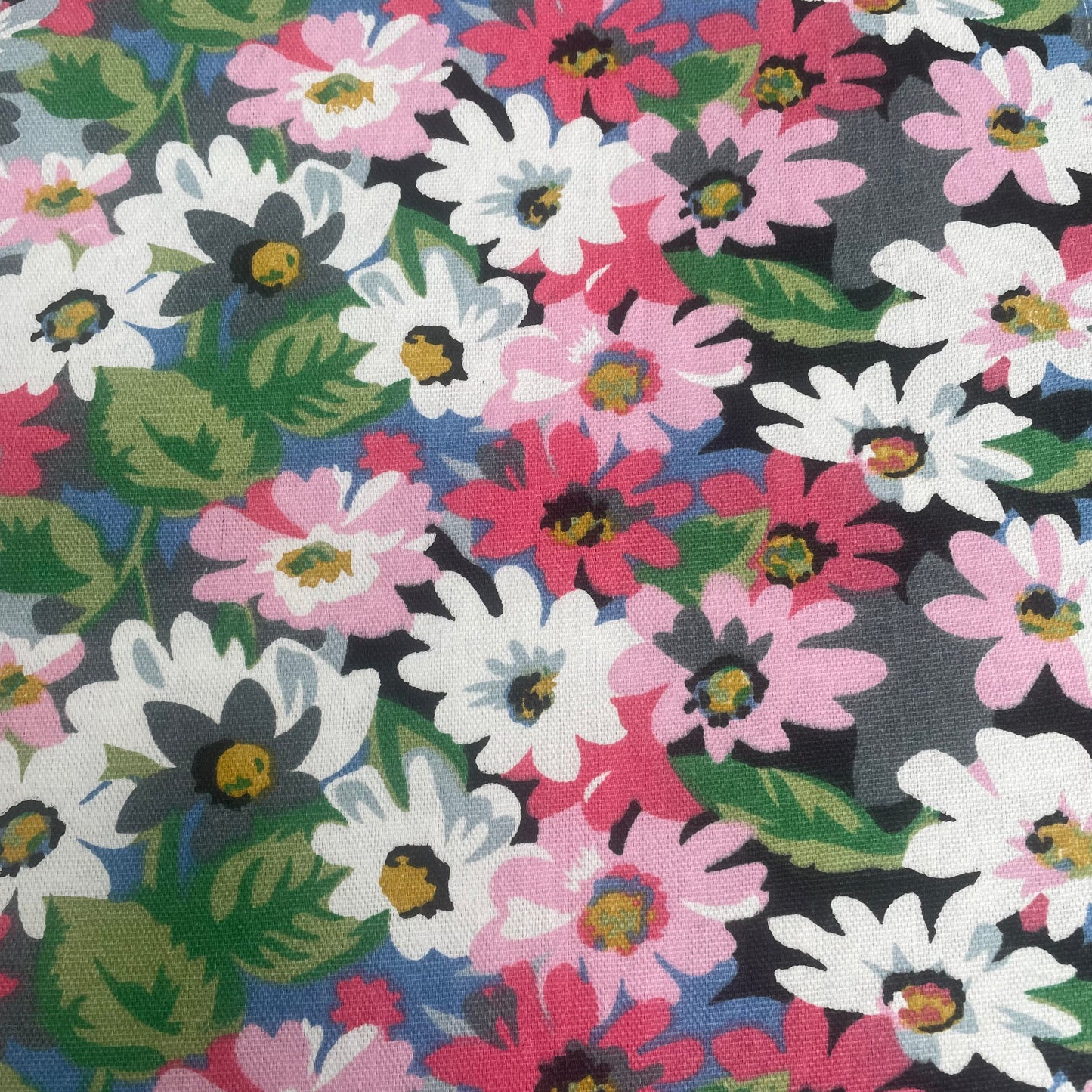 Pink Floral Cotton Canvas Deadstock Fabric