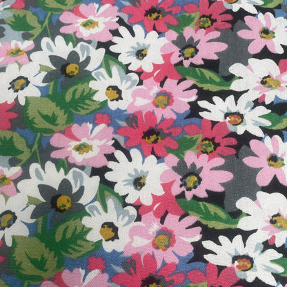 Pink Floral Cotton Canvas Deadstock Fabric